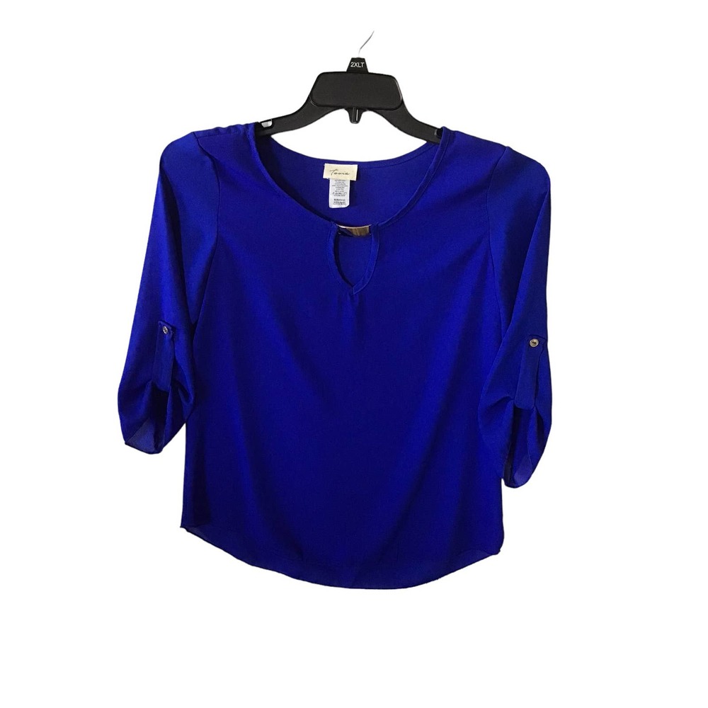 Taura Womens Size M  3/4 Length Sleeves Cobalt Blue Blouse